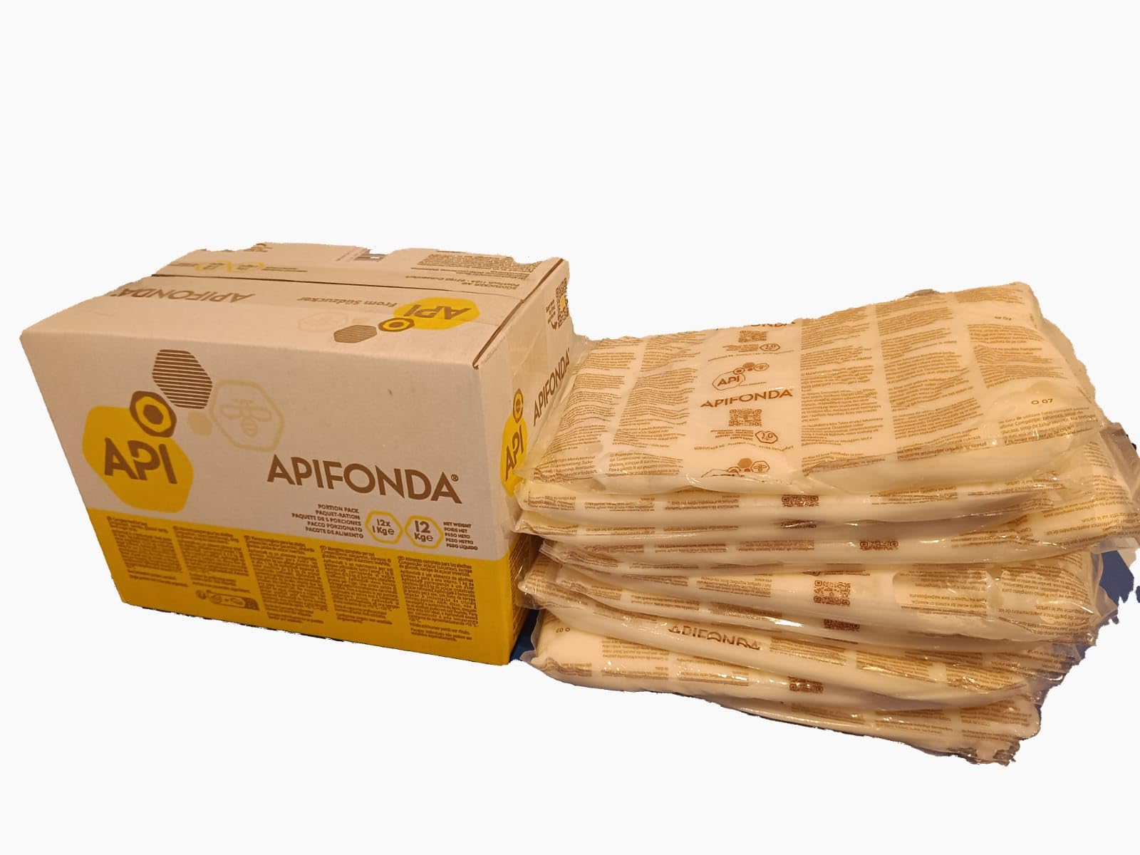 Bienenfutter, Futterteig; Apifonda Südzucker Bienenfutter 12x1kg Beutel im Karton - Futterteig Bienen -Imkereibedarf - Bienenfuttersirup - Bienenfutterteig
