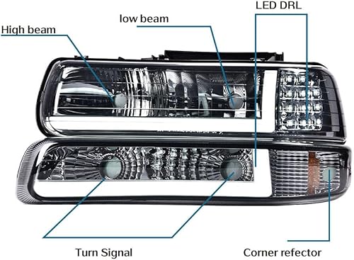 Miniatura 3 de AUTOSAVER88 Switchback - Lámparas LED DRL para faros delanteros de repuesto compatibles con Chevy Silverado 2000-2006 Chevrolet Tahoe Suburban