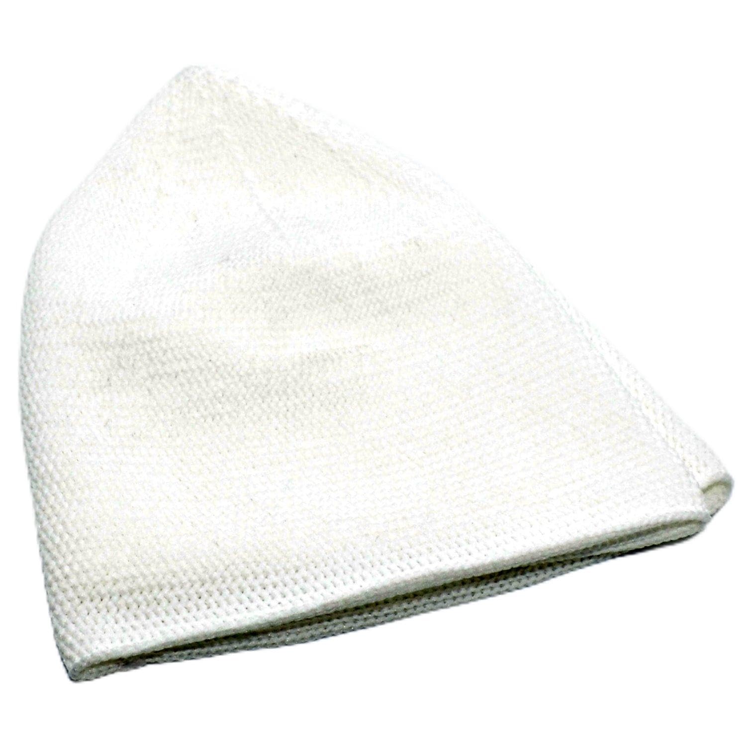 Elegant Comfortable Muslim Islamic Kufi Cap-Prayer Hat-Taqiya-Takke-Peci-Skull-Beanie (-White-)