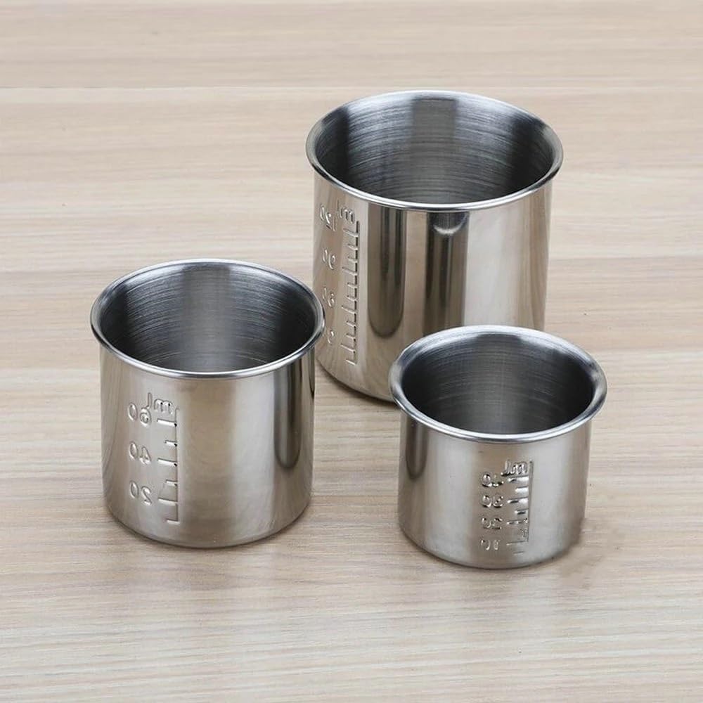 Dosierbecher aus Edelstahl – 40 ml, 60 ml, 120 ml – Jodophorbeständiger Laborbecher mit Skala, 1 Stück(60ml)
