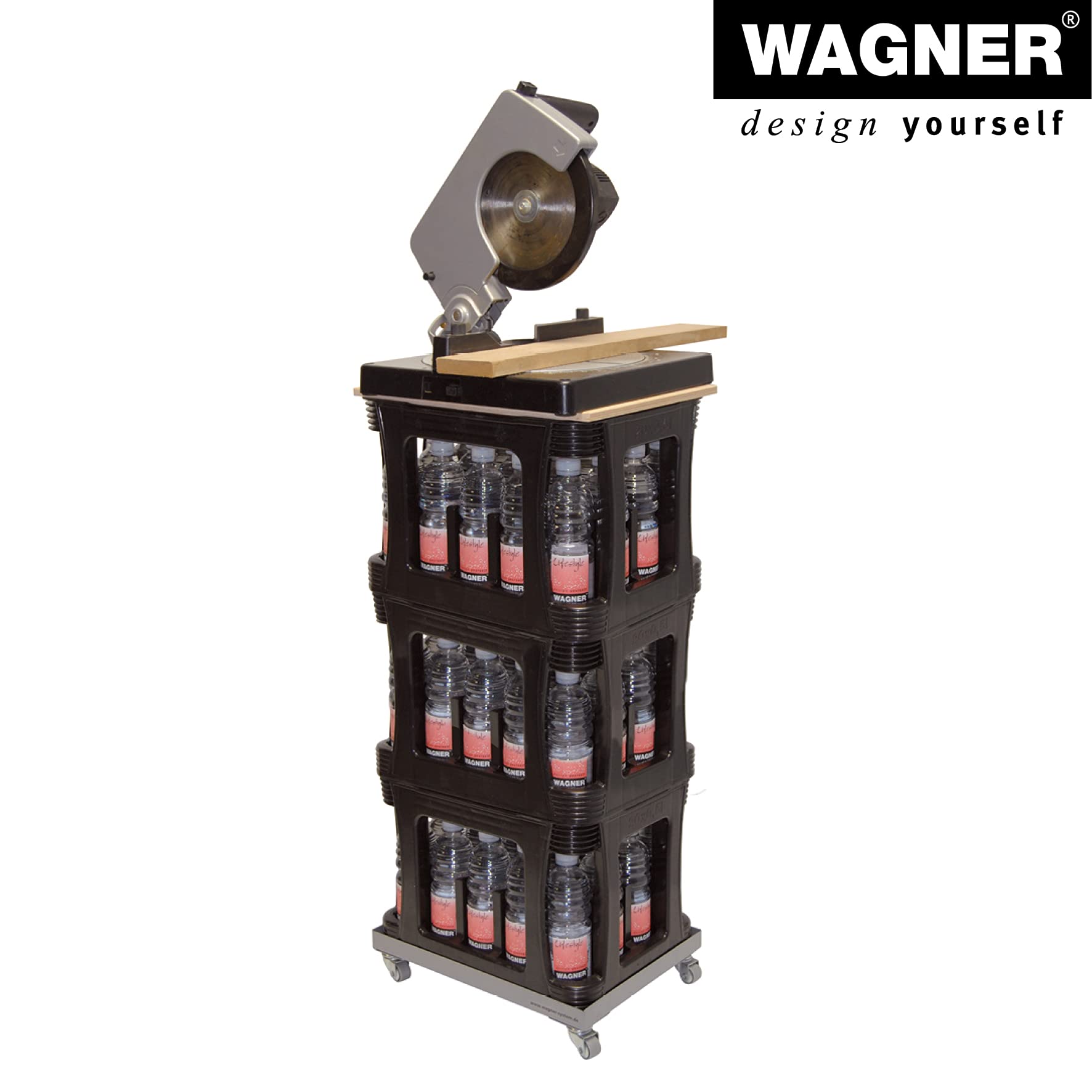 WAGNER Transportroller Transporthilfe 1184 I 41 x 31 x 8 cm, Tragkraft 100 kg Ifür genormte Stapelboxen & Getränkekästen I herausnehmbare Ladefläche I wendige Softlenk-Rollen I vielseitig einsetzbar