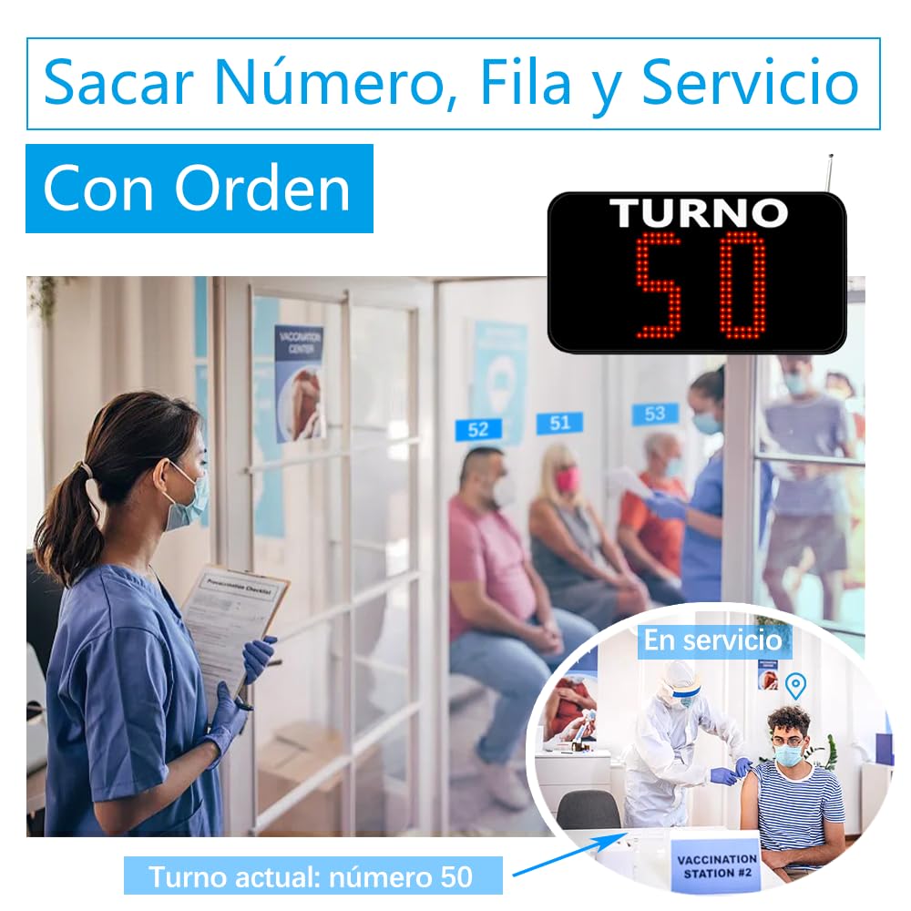 Pantalla Su Turno 2 Dígitos con Mando y 2 Botones de Llamada- Gestion Colas | Llamar números de 2-dígitos en español