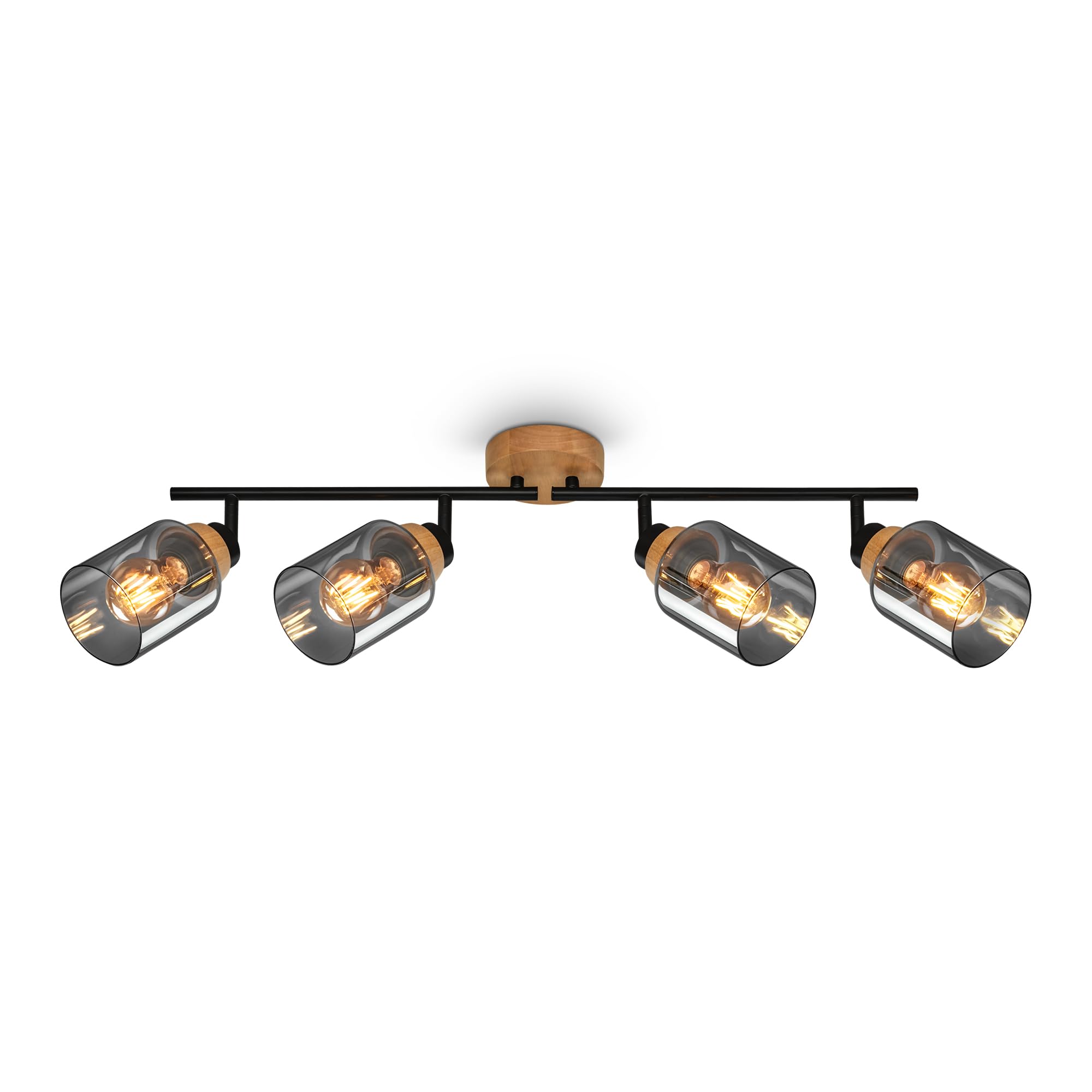 BRILONER – Deckenlampe, Deckenleuchte, Lampe, Rauchglas, Schwenkbar, Wohnzimmerlampe, Schlafzimmerlampe, Küchenlampe, Schwarz-Holz