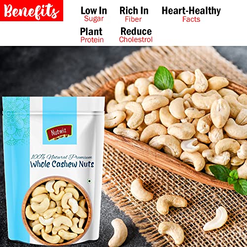 Image of Nutwiz Kaju (Cashew) 800 Grams (200 Grams X 4) for All Ages | High in Protein and Boosts Energy and Build Immunity | Healthy Nutritious Cashew Nut | Delicious Vegan & Crunchy Kaju Nut for Cooking and Raw Eating