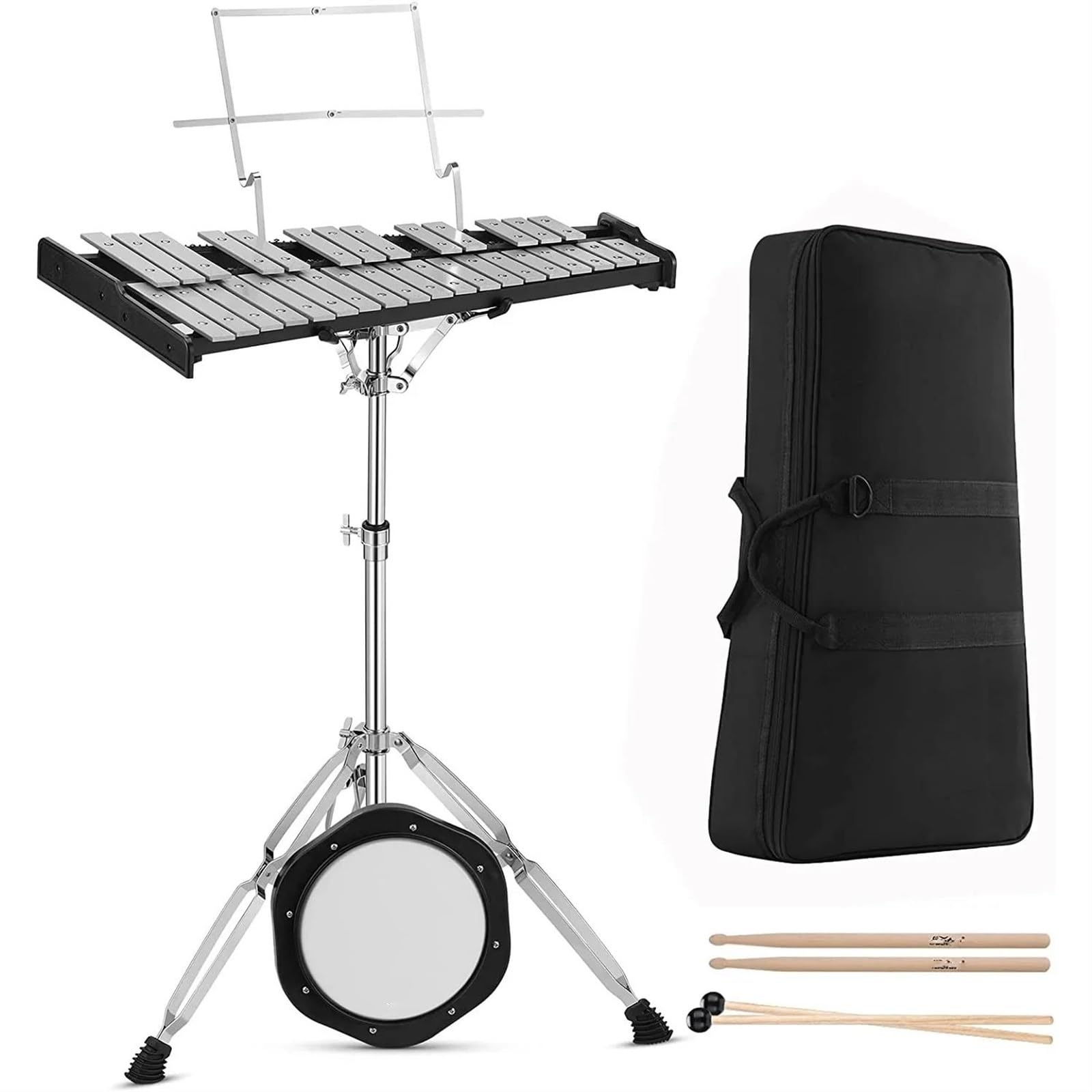 Instrument De Musique Xylophone En Bois Kit De Percussions Xylophone Professionnel 32 Notes Pour Adulte Avec Tapis D'entraînement De Tambour De 8 Pouces