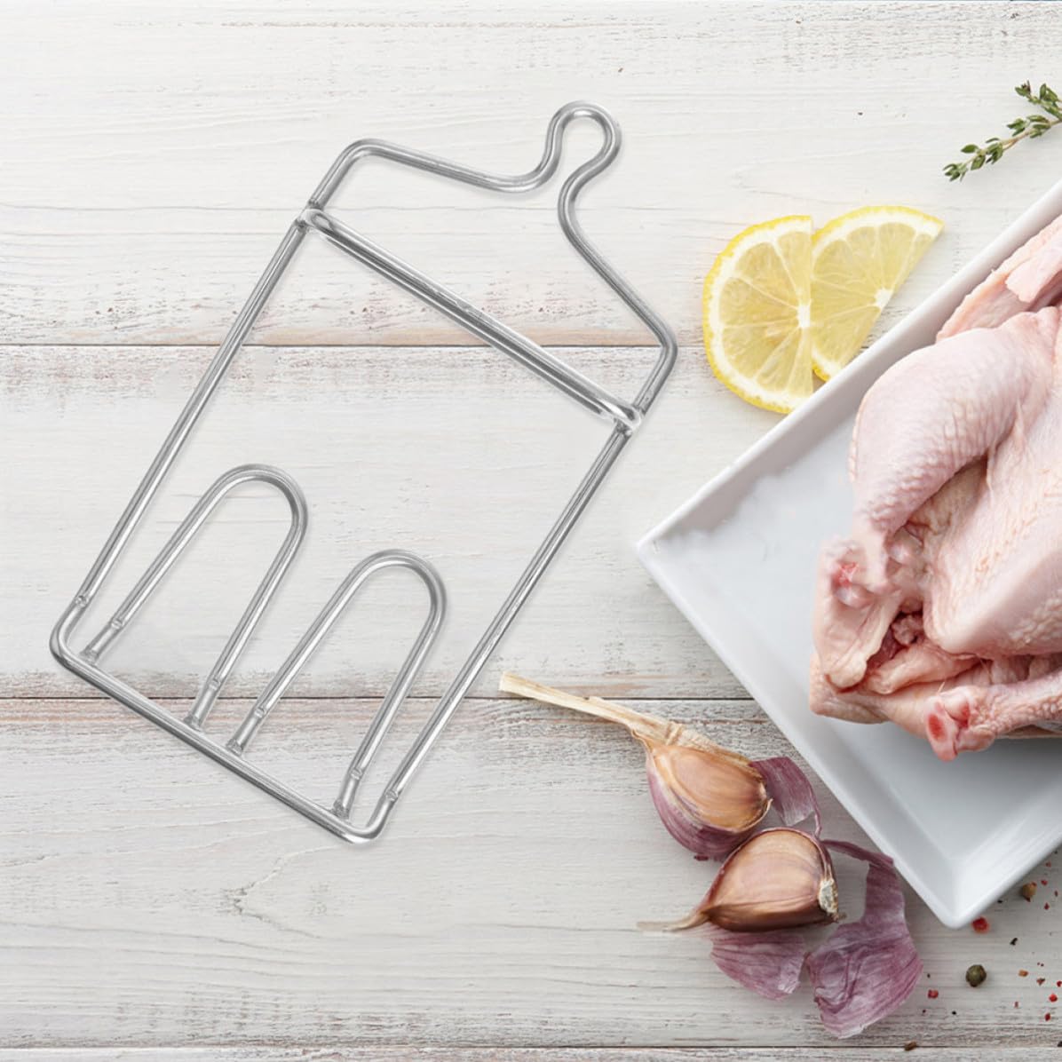 Luxshiny 2piezas Acero Inoxidable Cuchillas Resistentes para Colgar Carnes Pollo Cerdos Chuletas de Unidades para Carnicero Bbq Cocina Caza y Uso Doméstico