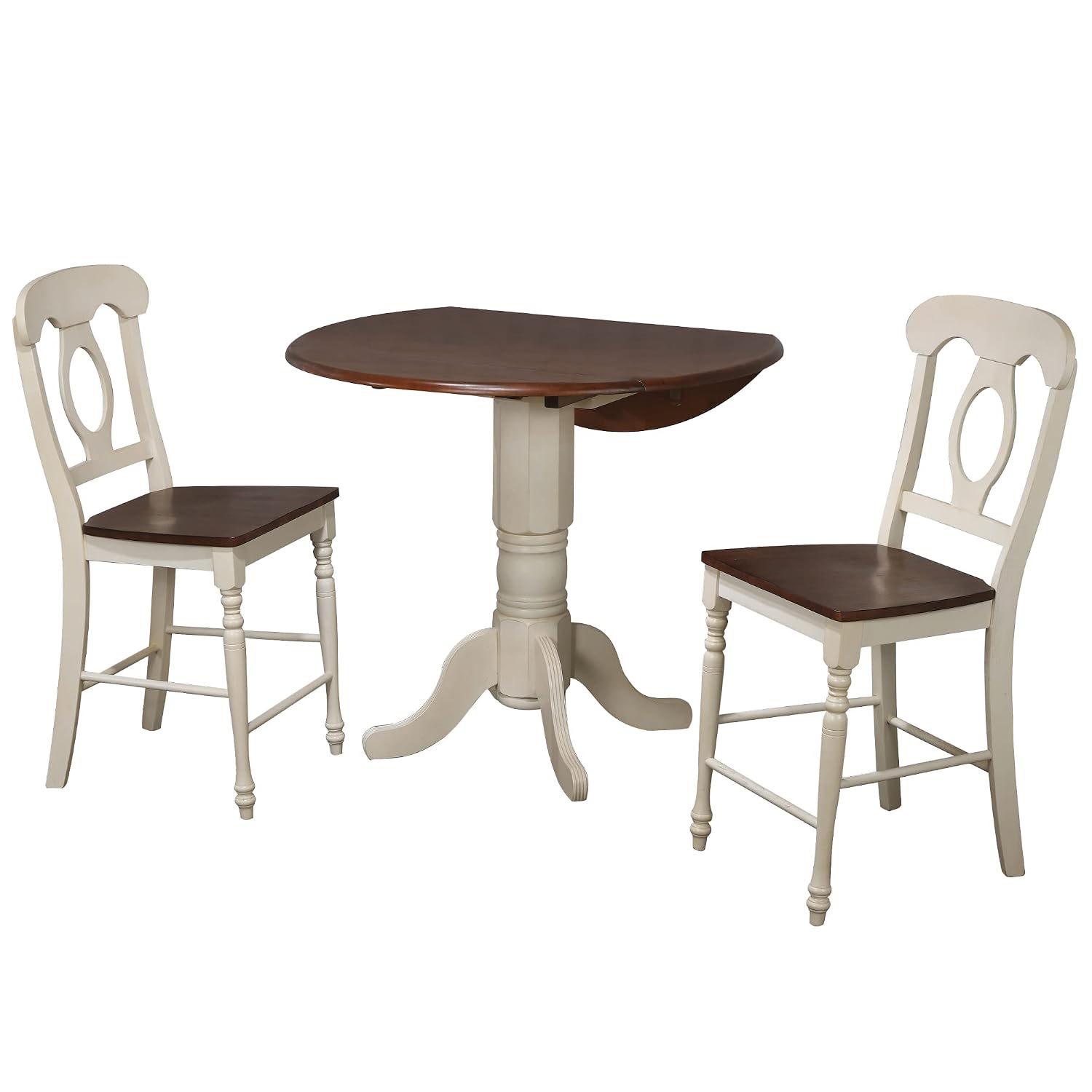 Sunset Trading Andrews Pub Table Set, Distressed antique white with chestnut