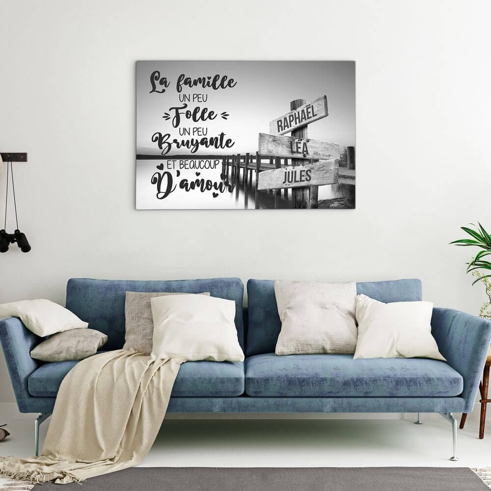 Générique Toile personnalisée avec cadre prénom famille coucher de soleil sur ponton (60 x 40 cm)
