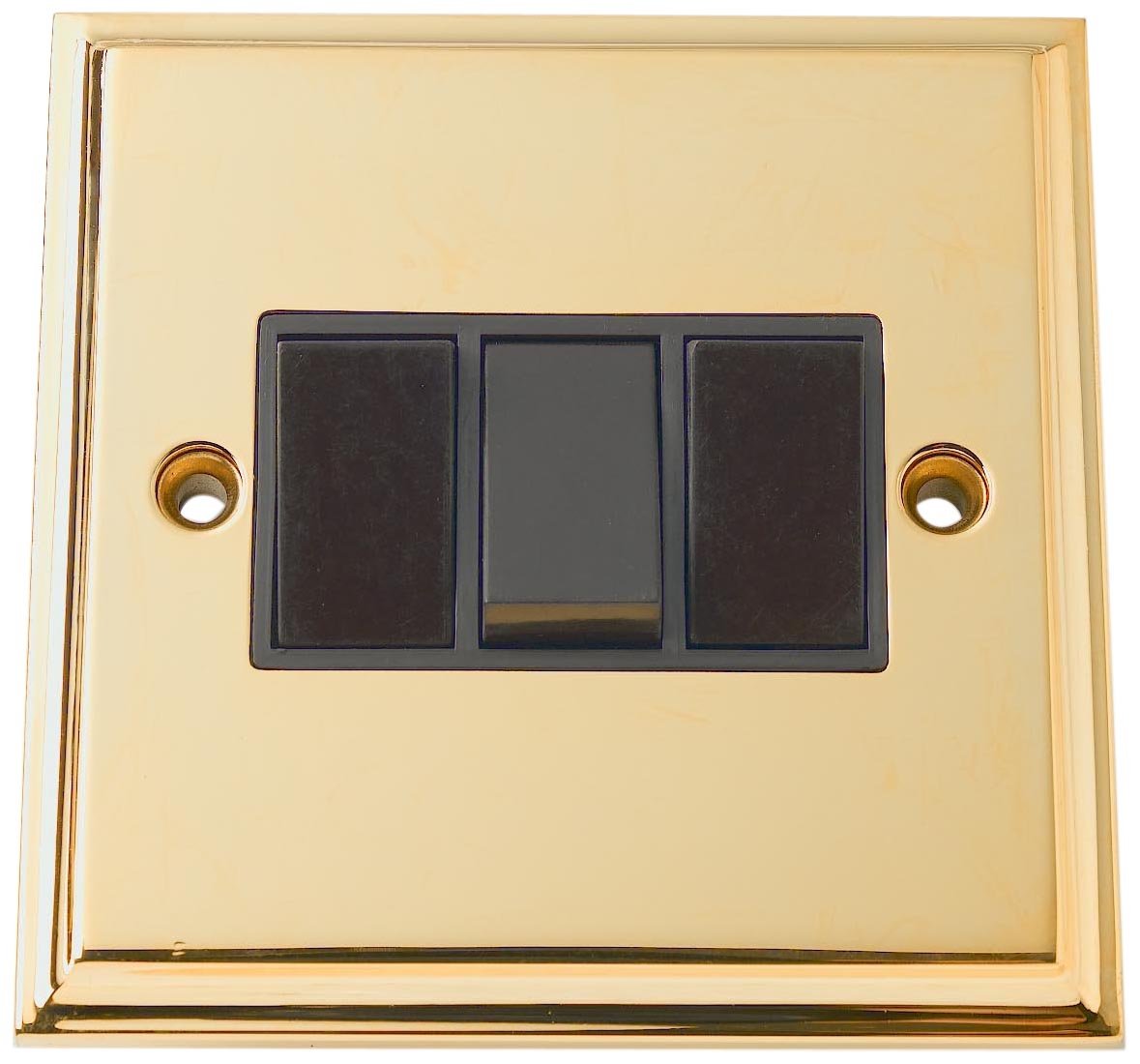 Merriway BH02736 Switch - Wall 3-Gang 2Wy Rocker Brass Victorian -1 Pcs, Victorian Brass