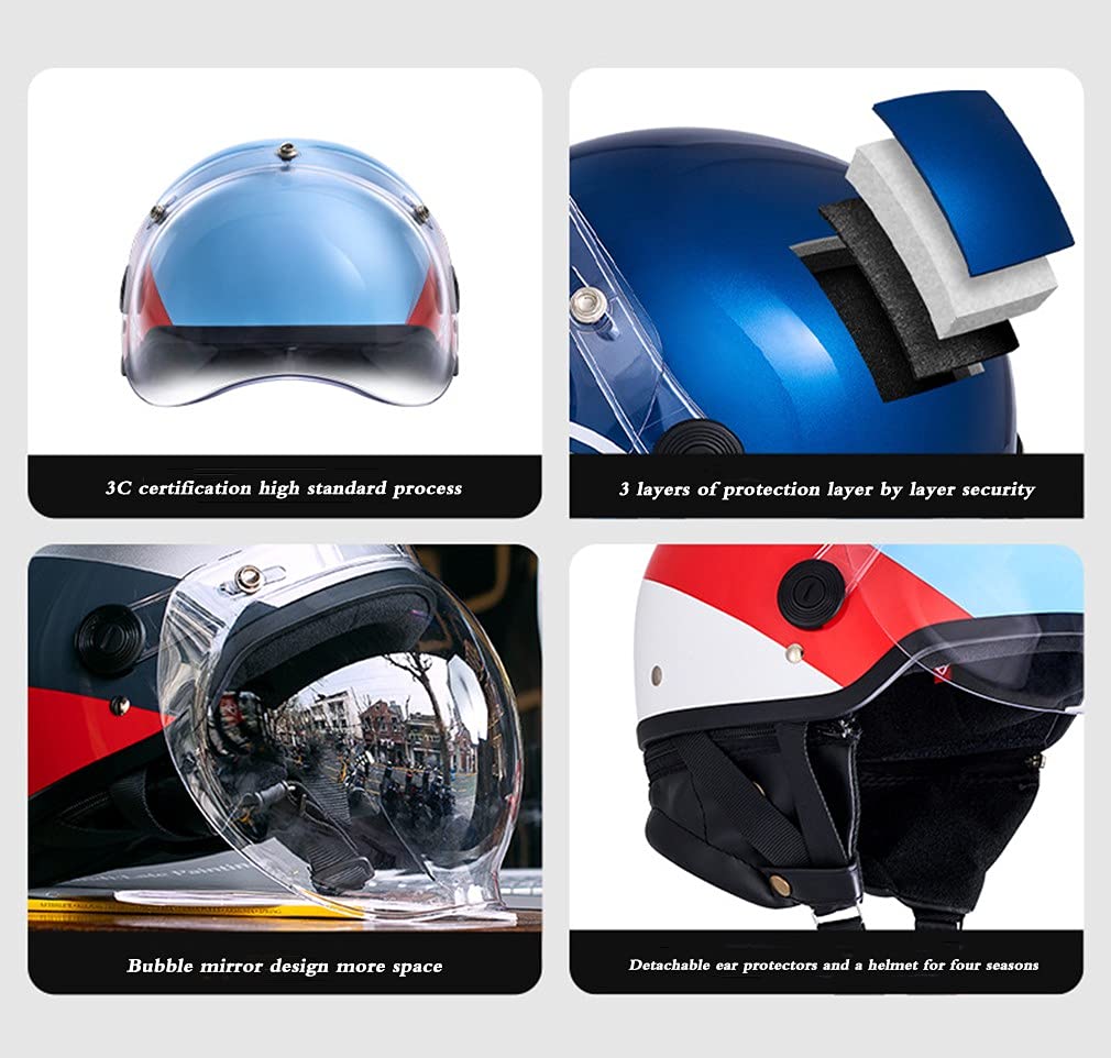 Erwachsener Motorradhelm Stilvoller halboffener Helm mit reflektierendem Visier Motorradhelm Impack Restance Belüftungshelm zum Schutz der Verkehrssicherheit des Benutzers