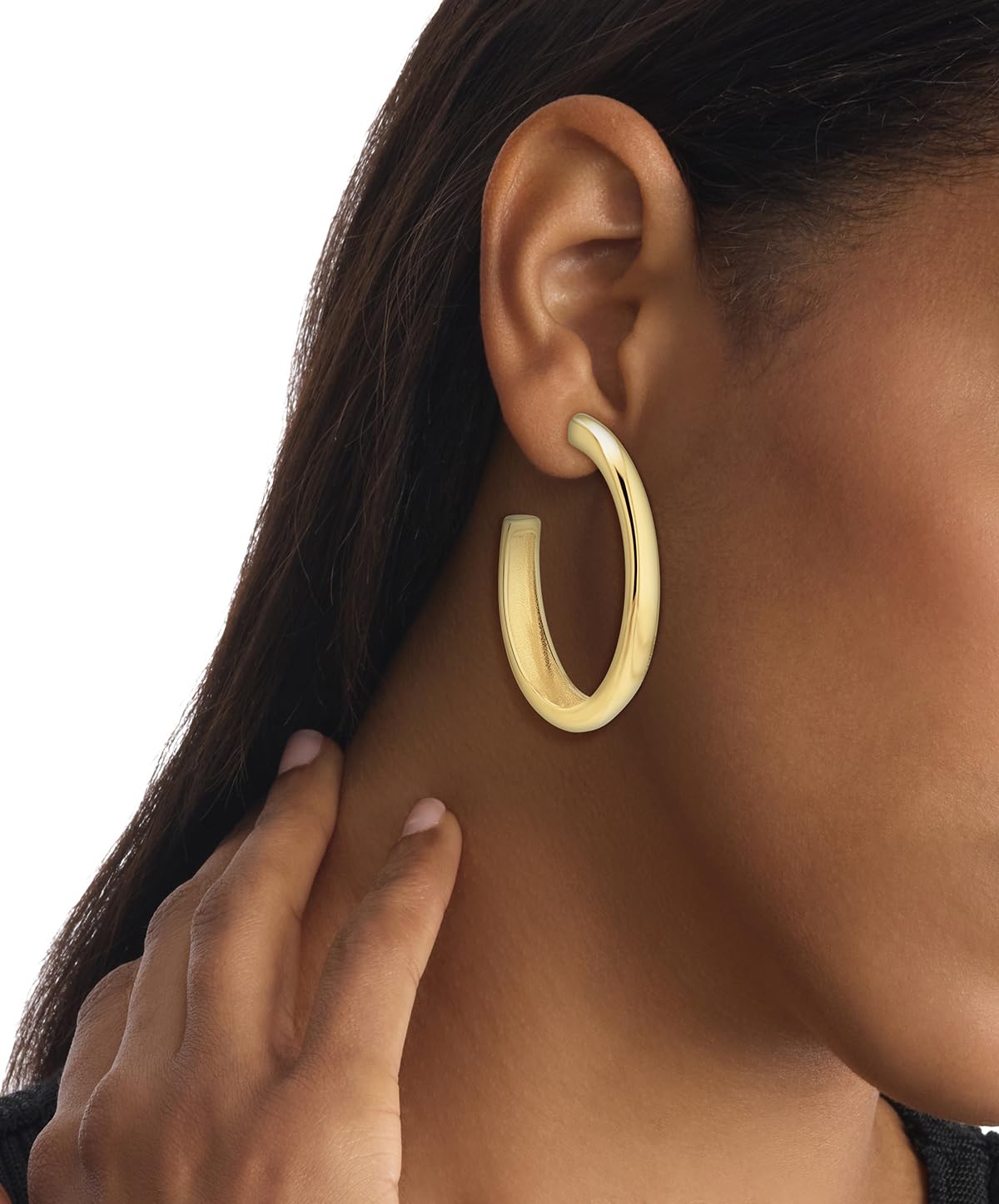 Pendientes de aro Calvin Klein para mujer de acero inoxidable chapado en oro amarillo, 35000836