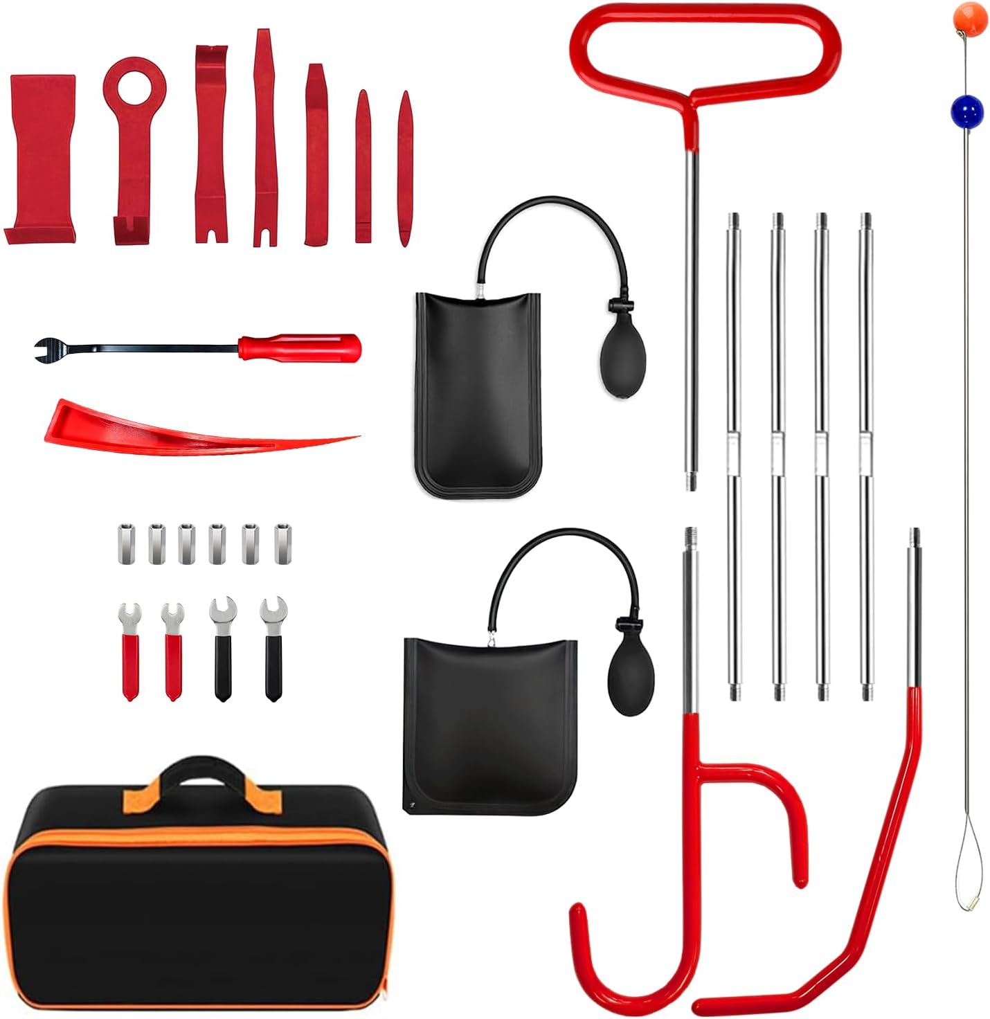 Stainless Steel Repair Tools Set for Car, 30Pcs, Red