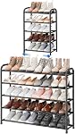 ENJOYBASICS Racks de chaussures en métal extensible pour placard, 3 Étagère de l'organisateur de chaussures réglable Tier, entreposage de rack debout libre noir pour entrée