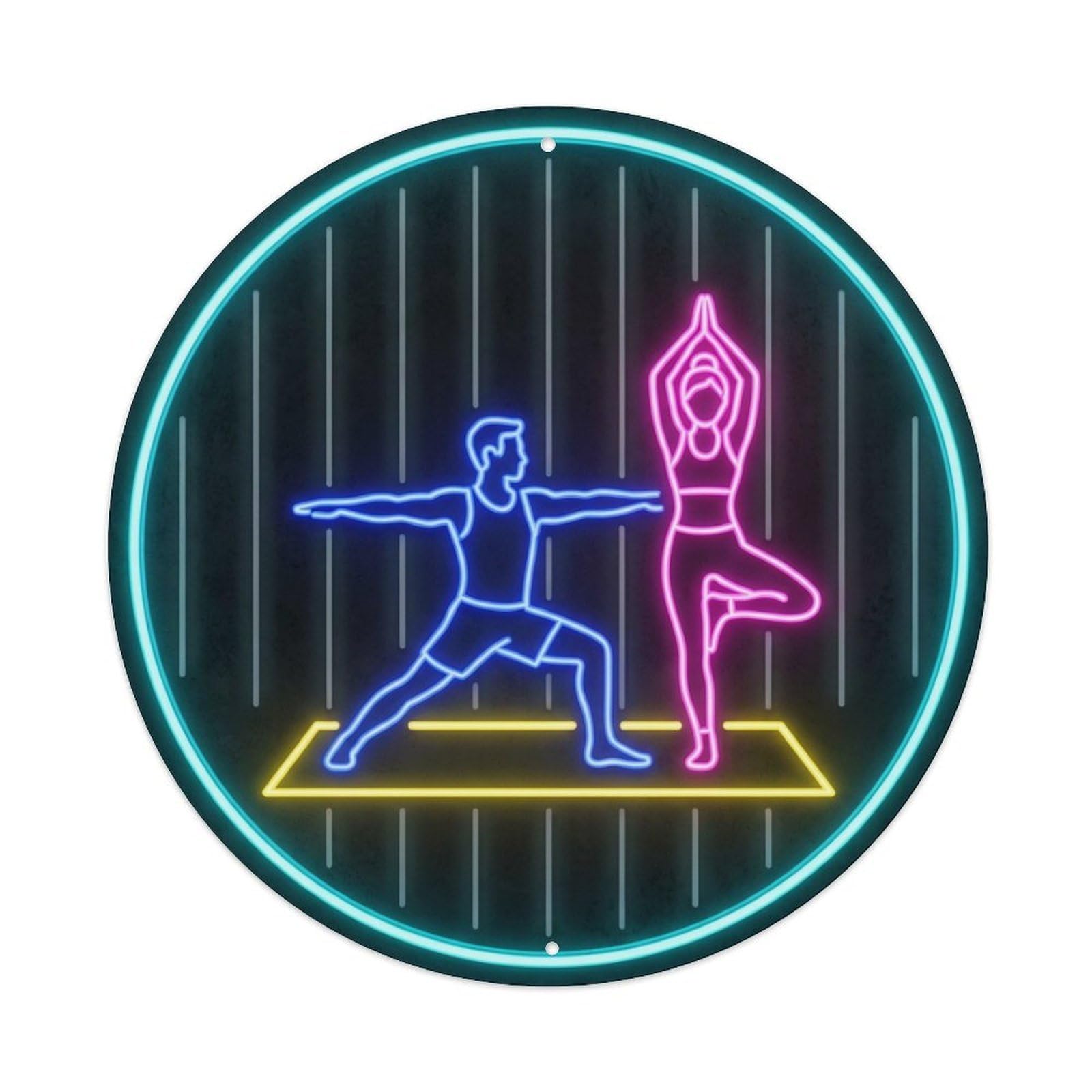 Vintage Faux Neon Gym Retro Bodybuilding Fitness Wellness Metal Tin Sign