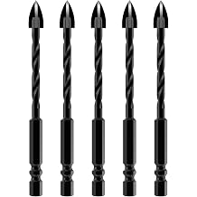 HUHAO Masonry Drill Bits 5 Pcs, Concrete Drill Bit Set Size 1/8", Professional High Cobalt Drill Bit Set for Tile Glass/Metal Brick Concrete Ceramic Plastic Wood