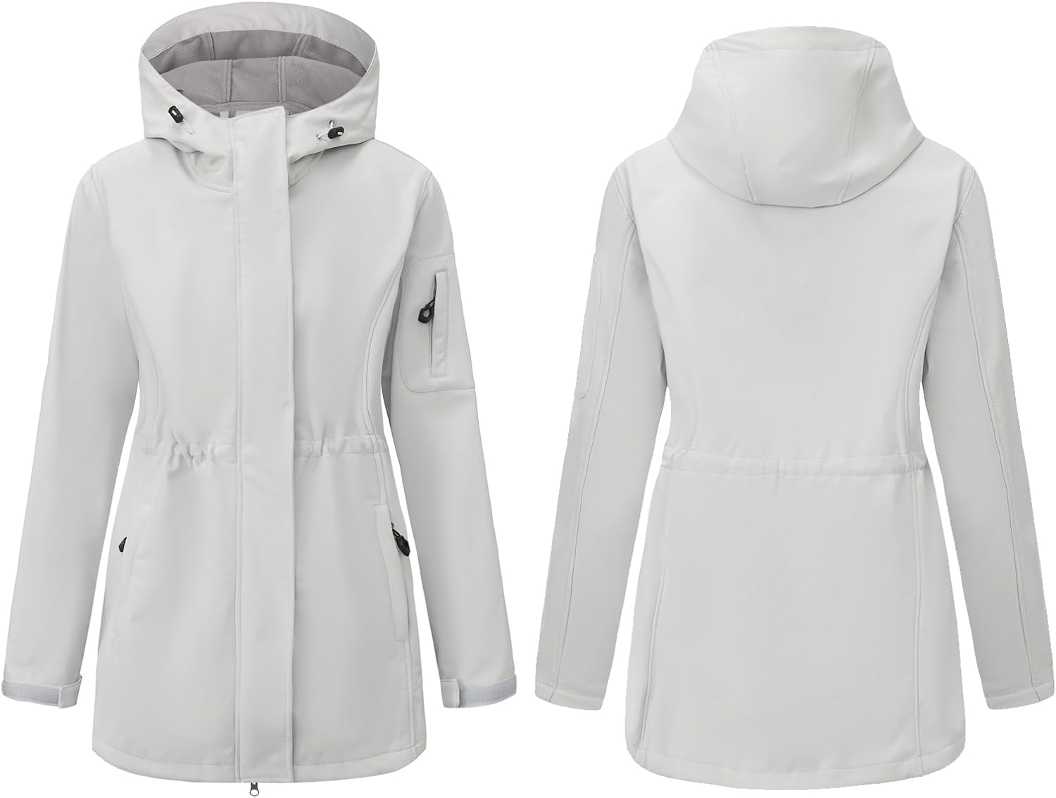 CHIGUO Women's Softshell Waterproof Jacket Warm Fleece Lined Coats with Hood Long Rain Jackets - Image 6