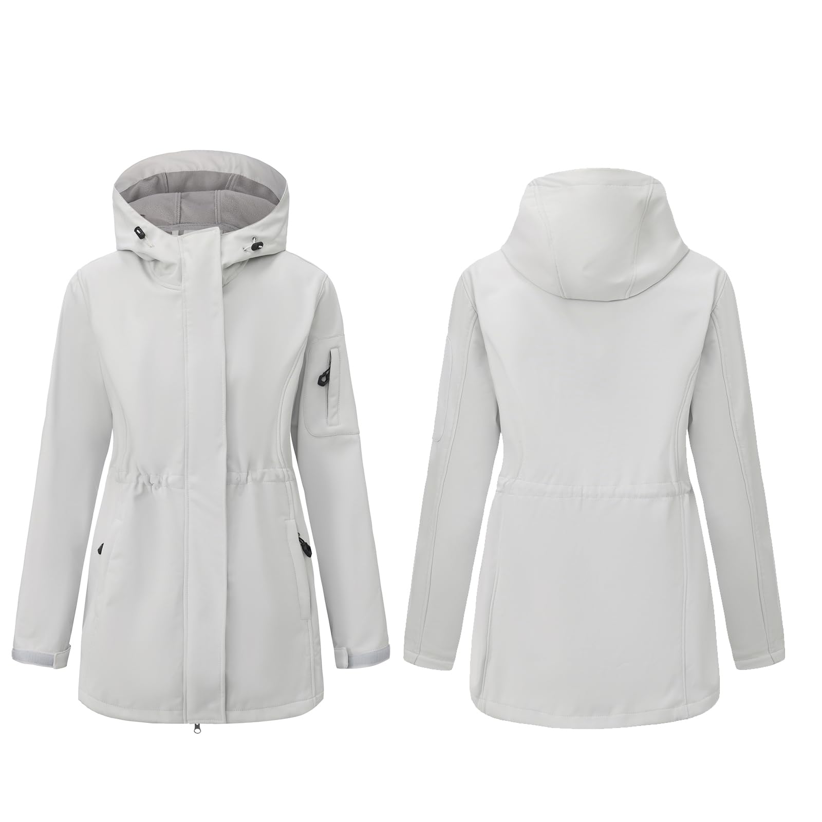Chiguo Chaquetas impermeables ligeras de invierno para mujer Abrigos cálidos con forro polar y capucha Softshell