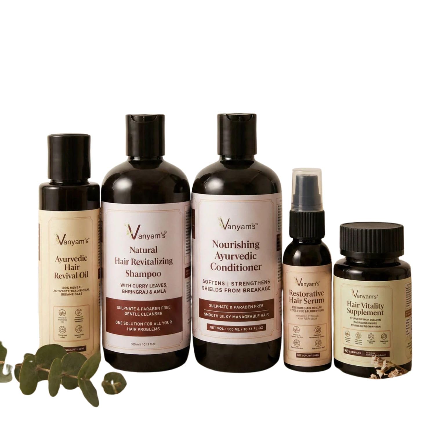 Vanyam Complete Hair Care Ritual Kit Ayurvedic 5 Step Inside Out Hair Care System for Strong Healthy Hair-picture-26
