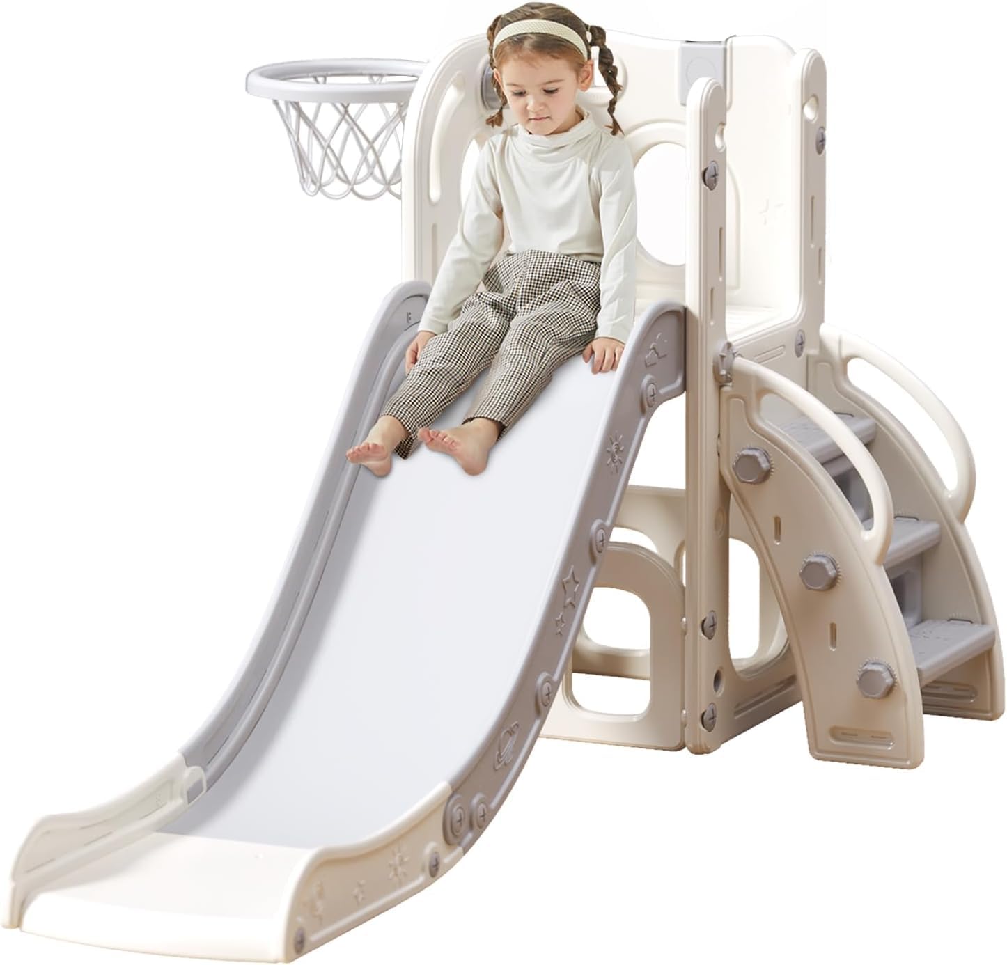 UBRAVOO Kinder Rutsche, Extralange Kleinkinderrutsche mit Laufstall, Stauraum und Rutschfesten Stufen, Indoor & Outdoor-Spielset