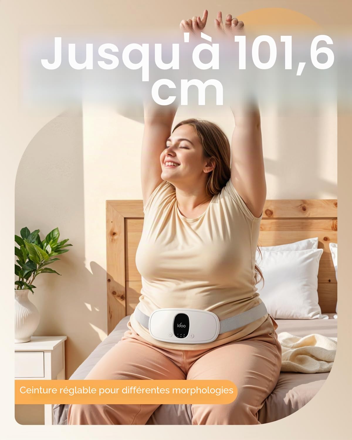 iDOO Ceinture Chauffante Regle Douloureuse,Ceinture Menstruelle Chauffante, électrique Ceinture Chauffante pour Crampes avec 3 Niveaux de Chaleur et Massage, Cadeaux pour Filles et Femmes, Blanc
