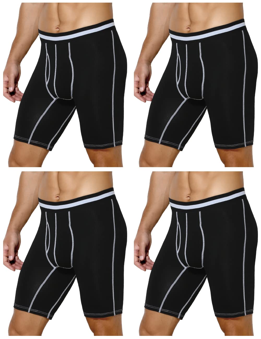 Casey Kevin 4er Pack Boxershorts Herren Lang mit Eingriff – Atmungsaktive Lange Unterhosen aus Baumwolle - Sport Boxershorts mit Langes Bein für Alltag, Laufen & Yoga – M-3XL