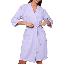 Womens Lightweight Waffle Robe Kimono Bath Robes with Pockets