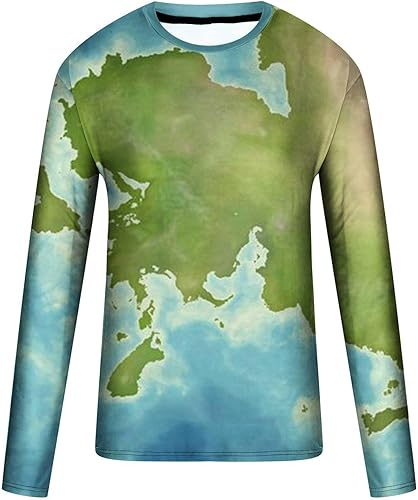 Miniatura 4 de Camisetas de manga larga con estampado de mapa del mundo en 3D para hombre, camisetas gráficas de la Tierra, camisetas de moda para otoño, regalos