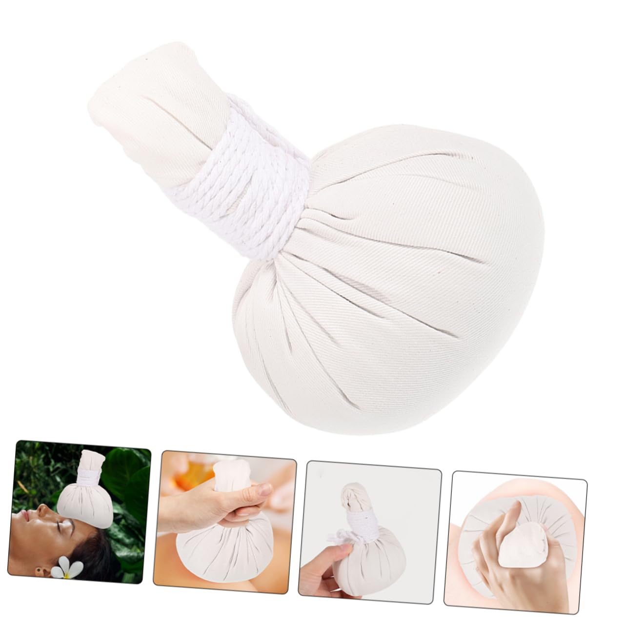 WOONEKY 4 Bolas de Masaje y Relajación Profunda Hierbas Chinas de Aromaterapia y Tela de Algodón para Terapia de Calor, Tamaño Portátil Ideales para Spa