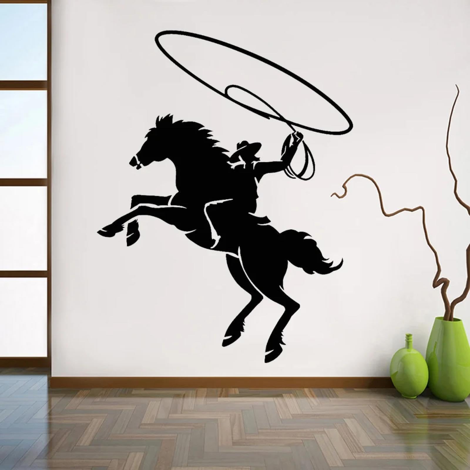 WEIMEIJIE Cowboy Vinyl Wall Sticker Boy's Room Sticker Western Horse Lasso Wall Decor Living Room Bedroom Decor