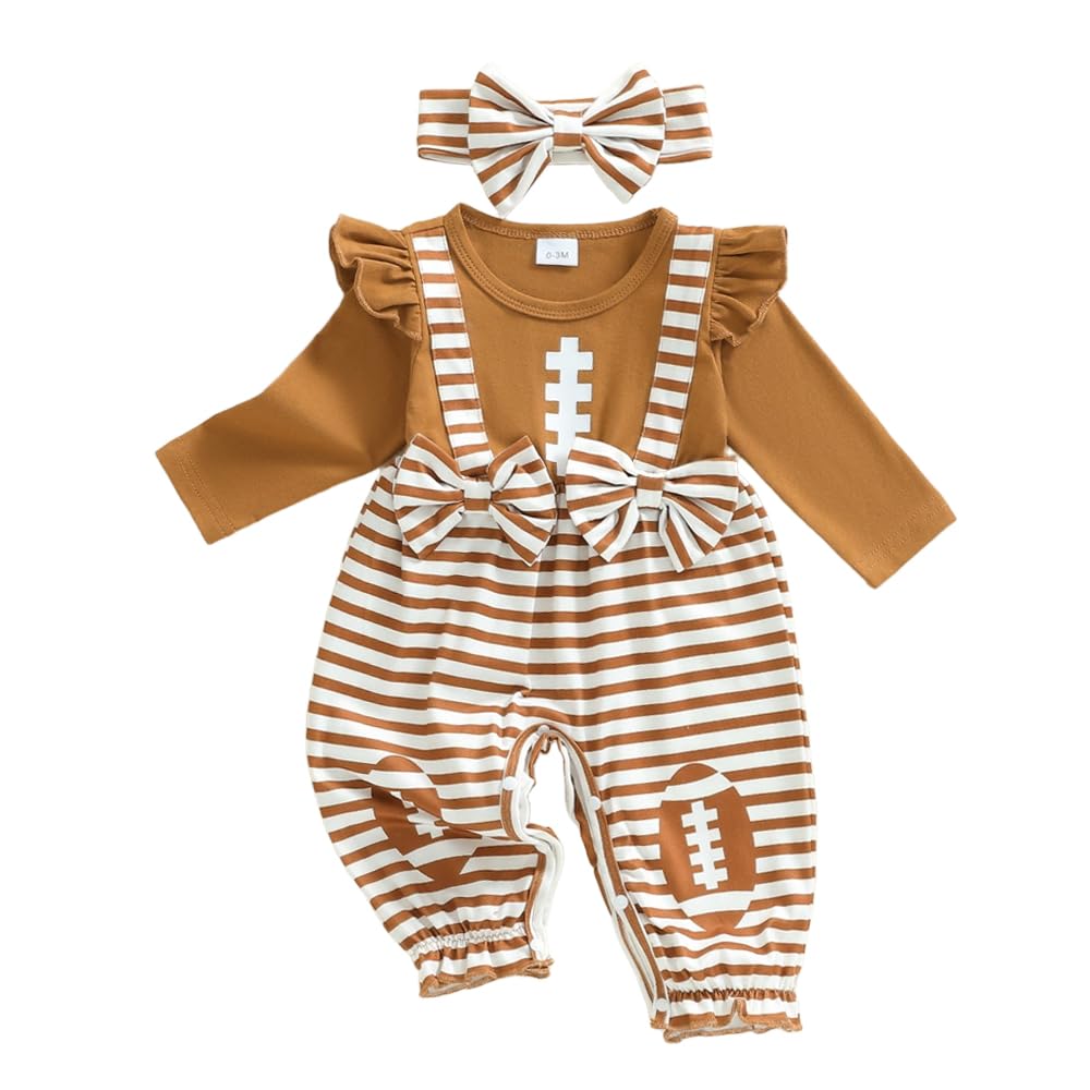 YINGISFITM Newborn Baby Girl Clothes Floral Romper Fack Two Piece Jumpsuit | Floral Romper,Vintage Infant Jumpsuit,Bow Heandband,Baby Girl Clothes Newborn Fall/Winter 0 3 6 9 12 18 Months 0-3 Months Football- Rugby