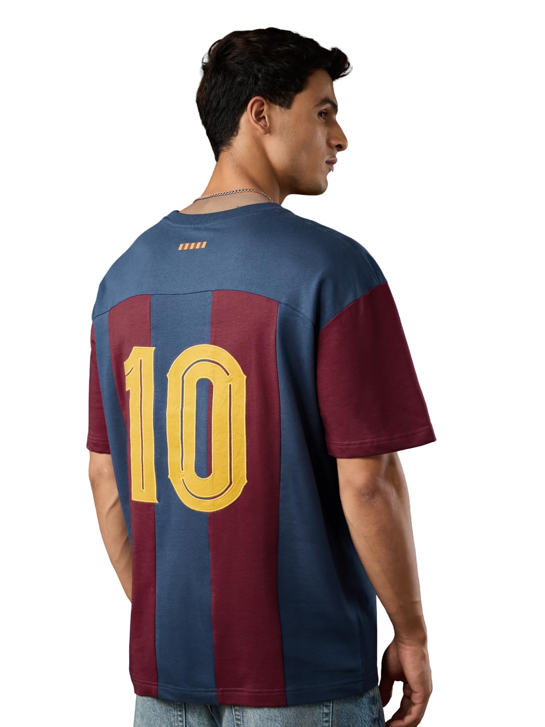 FCB: Number 10 Men and Boys Short Sleeve Round Neck Cotton Embroidered Lightweight Casual Streetwear Comfortable All Seasons Oversized T-shirt
