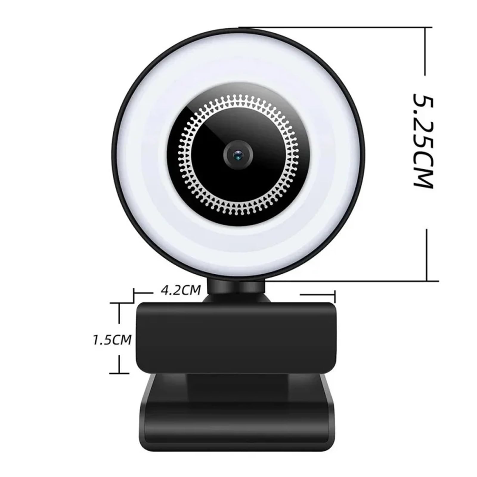 Webcam 4K Mini cámara Webcam Full HD con Anillo de luz de Relleno micrófono USB transmisión en Vivo(4K)