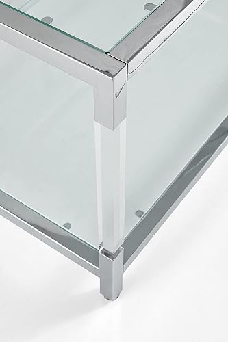 Miniatura 4 de AGV LIGHTING Mesa auxiliar BLEVIO 202205, mesa de centro de vidrio de doble capa para espacio vital, parte superior de vidrio ondulado transparente,