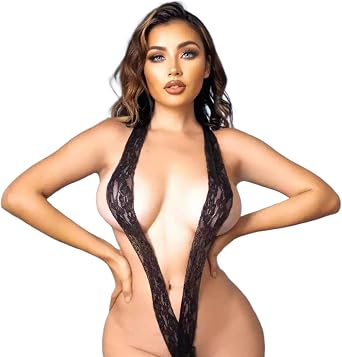 Womens Micro Bikini Swimsuit Sexy Lace One Piece Lingerie String Monokini Swimwear