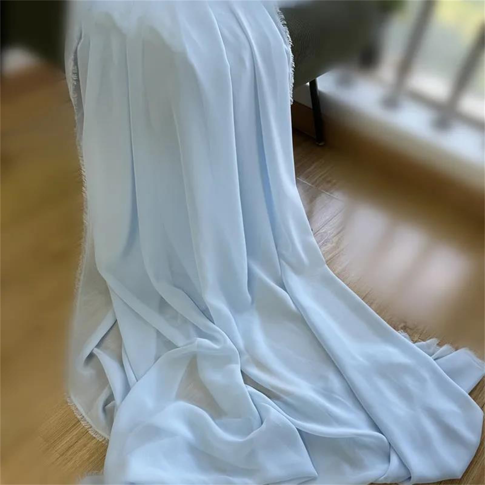 Tela de gasa plisada con perlas, Tela de gasa poliéster Multicolor, 150cm, costura vestidos, cortinas, bricolaje, varios tamaños(Blue,3Yards)