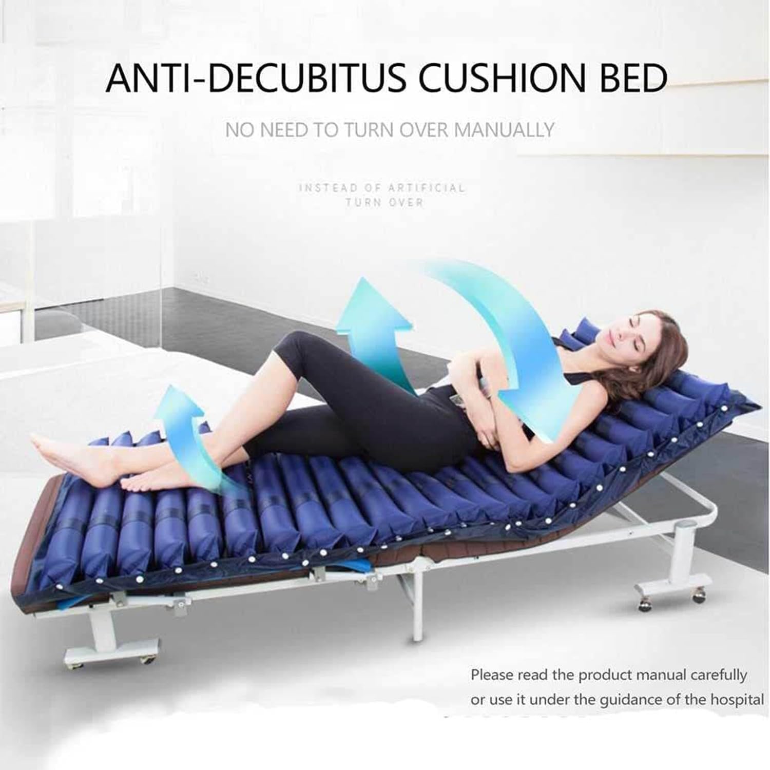 BLUEZY Materasso Antidecubito Ad Aria, Materasso Gonfiabile per Anziani Materasso A Pressione d'Aria Alternata con Pompa Portata 135 kg, Impermeabile E Facile da Pulire