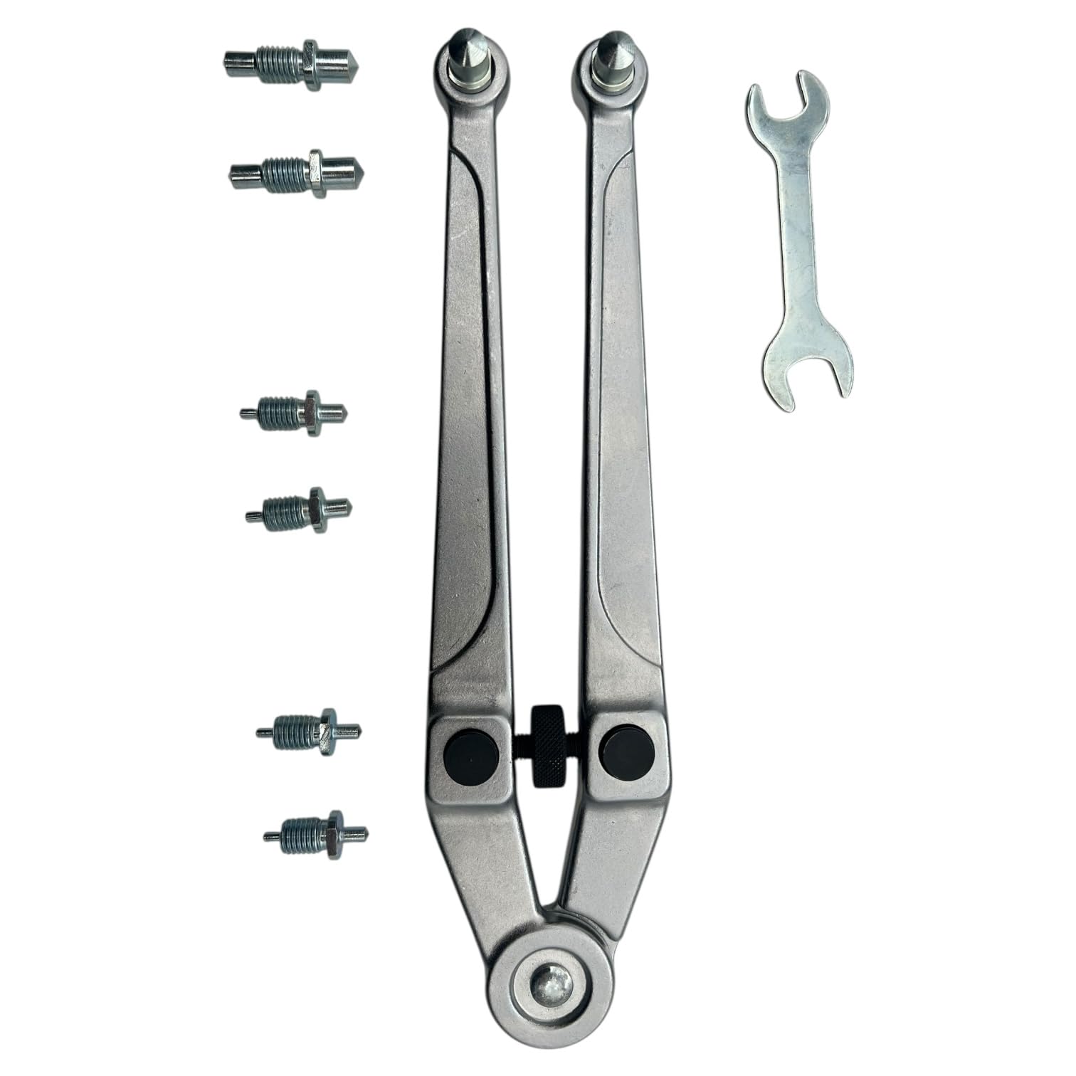 Alkan Stirnlochschlüssel Satz verstellbar Ø 2,5-9 mm CV-Stahl | Verstellbarer Zweilochmutterndreher mit 4 Zapfenpaaren, Ø 2,5-9 mm, für Zahnriemen, Montage & Feinmechanik