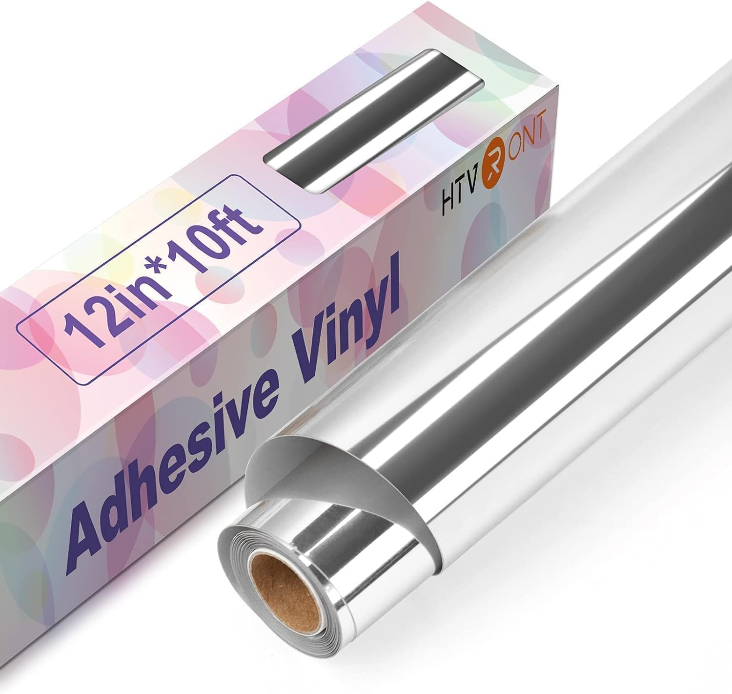 HTVRONT Silver Chrome Permanent Vinyl Roll, 12" x10FT, for Decals &amp; Crafts