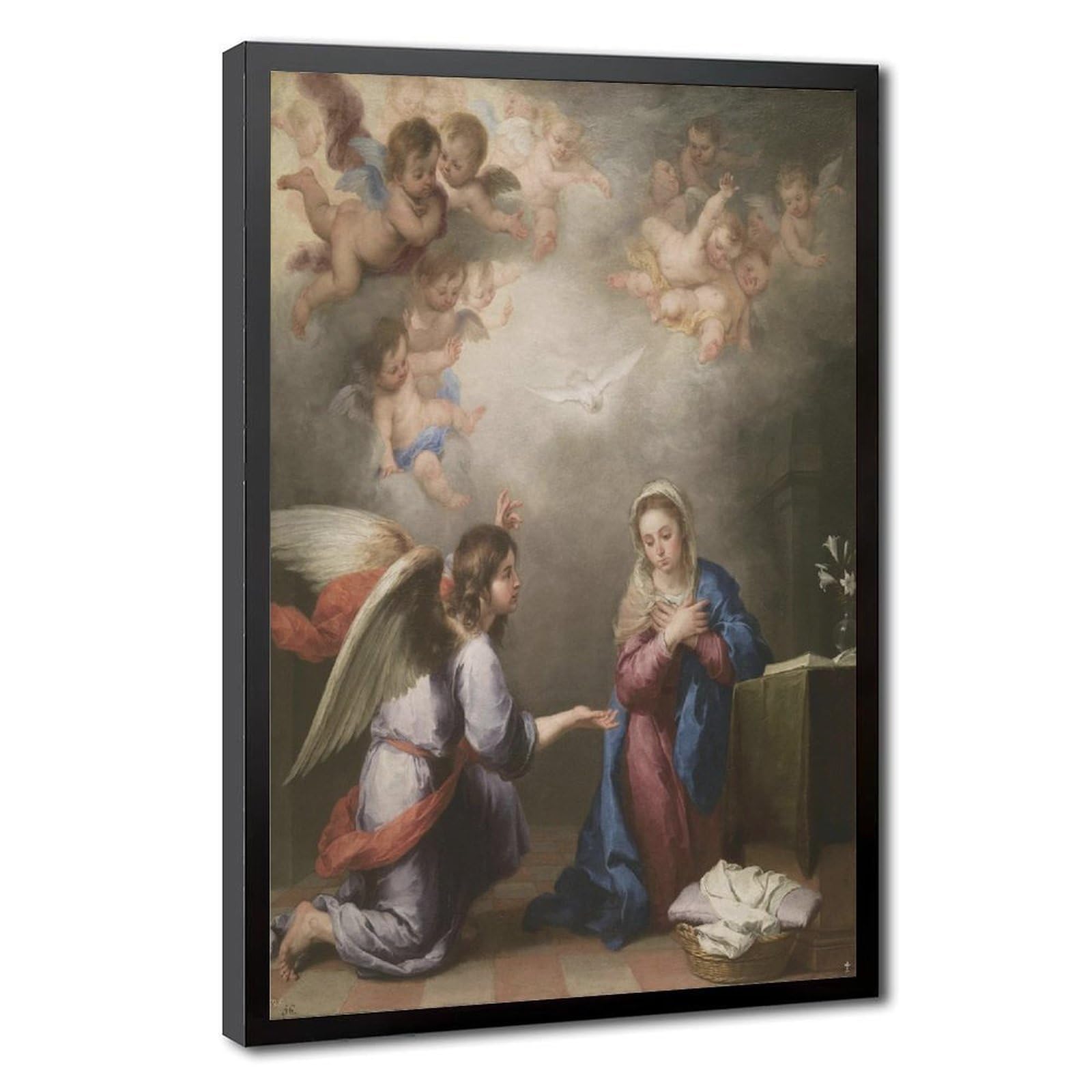 WCYB Bartolome Esteban Murillo - The Annunciation 1660 Posters Prints Canvas Deco Paintings Wall Art Hangable Frame 12" L X 18" W
