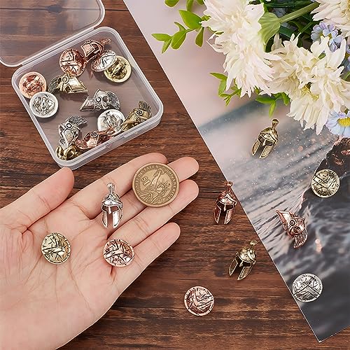 UNICRAFTALE 24Pcs 3 colors Alloy Parachute Cord Beads Buttons and charms EDC Cord Lanyard Bracelet Keychain Beads Shield Buttons Spartan Helmet European for Hair Braiding Bracelet Jewelry Making - Image 4