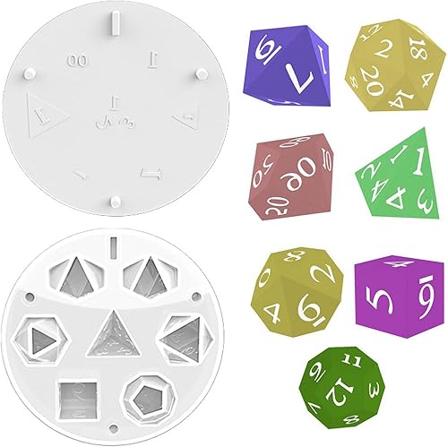 Moldes de resina para dados, moldes de dados para resina, moldes de silicona para dados DND para fundición de resina epoxi con 7 cavidades