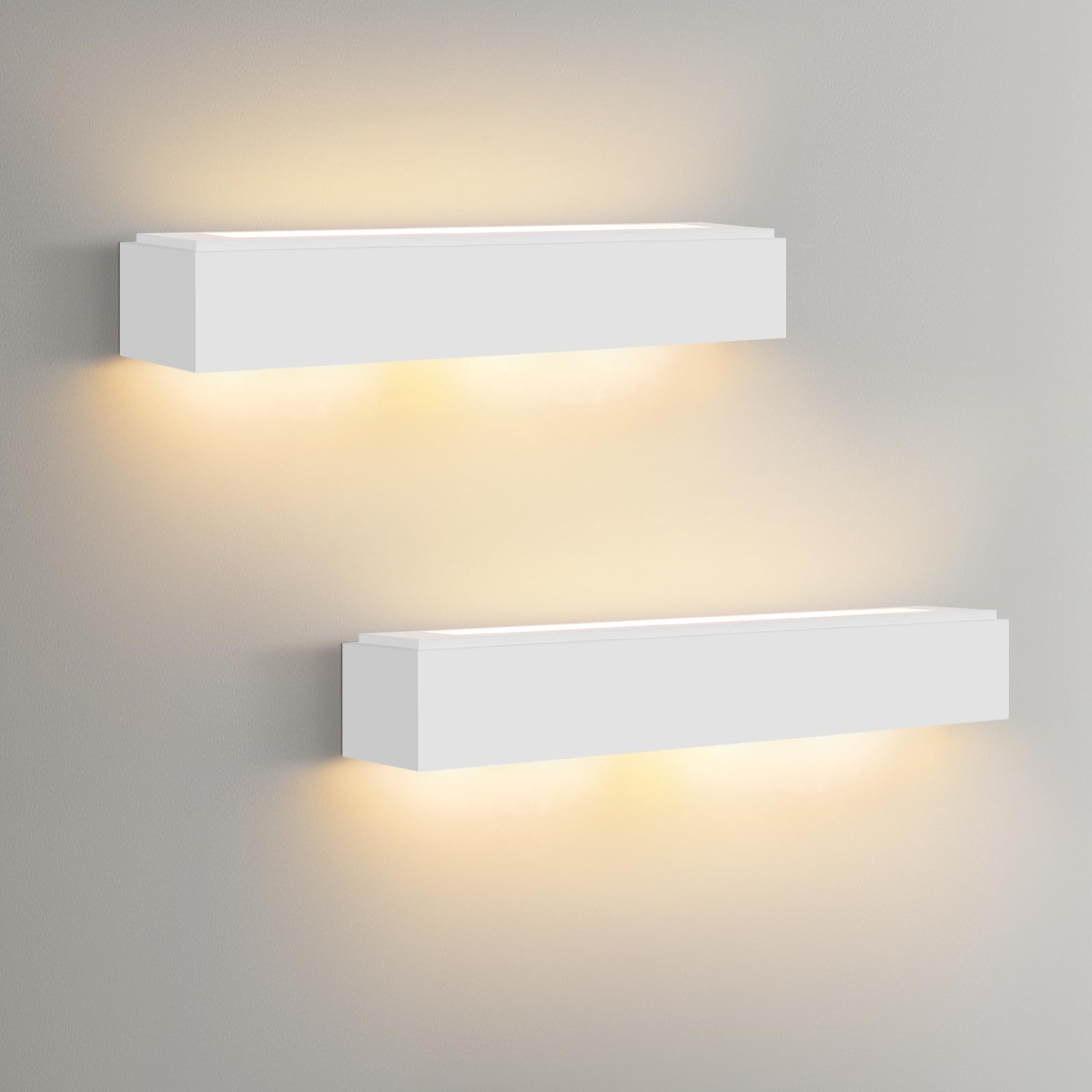 Homefire Wandleuchte Innen Wandlampe Flur - 2er Up and Down Wandleuchten | Modern Design G9 Flurlampe Weiß Gipsleuchte Wand Treppenhaus Lampe für Wohnzimmer Küche 52CM - Ohne Leuchtmittel