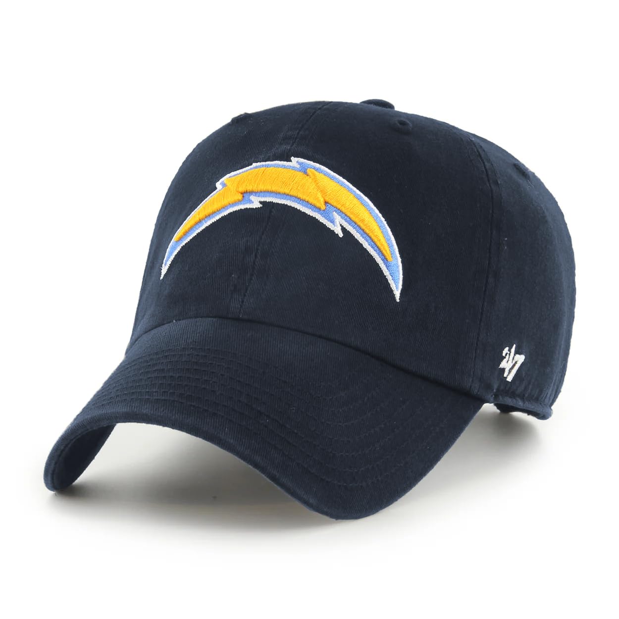 47 NFL Unisex Adult Clean Up Primary Logo Adjustable Hat Cap One Size, Los Angeles Chargers - Navy, One size