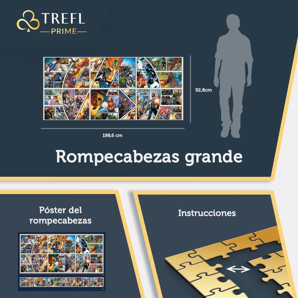 Trefl Prime - Puzzle UFT: Marvel - Across The Comic Universe - 9000 Piezas, Rompecabezas Grande, Bio, EKO, Collage con Superhéroes, Entretenimiento para Adultos y Niños a Partir de 12 Años