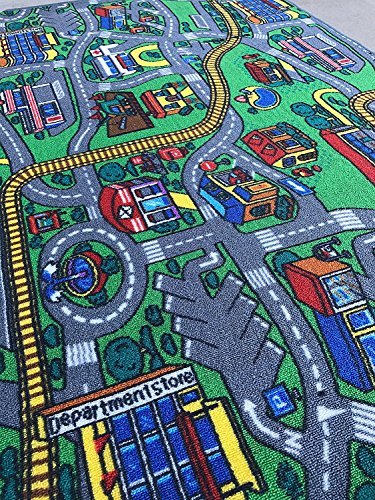 Play Time Blue Kids Reversible Area Rug World Continent Map Learning Carpet Game Room Design #7, 4 Ft X 5 Ft 9 #TOP7