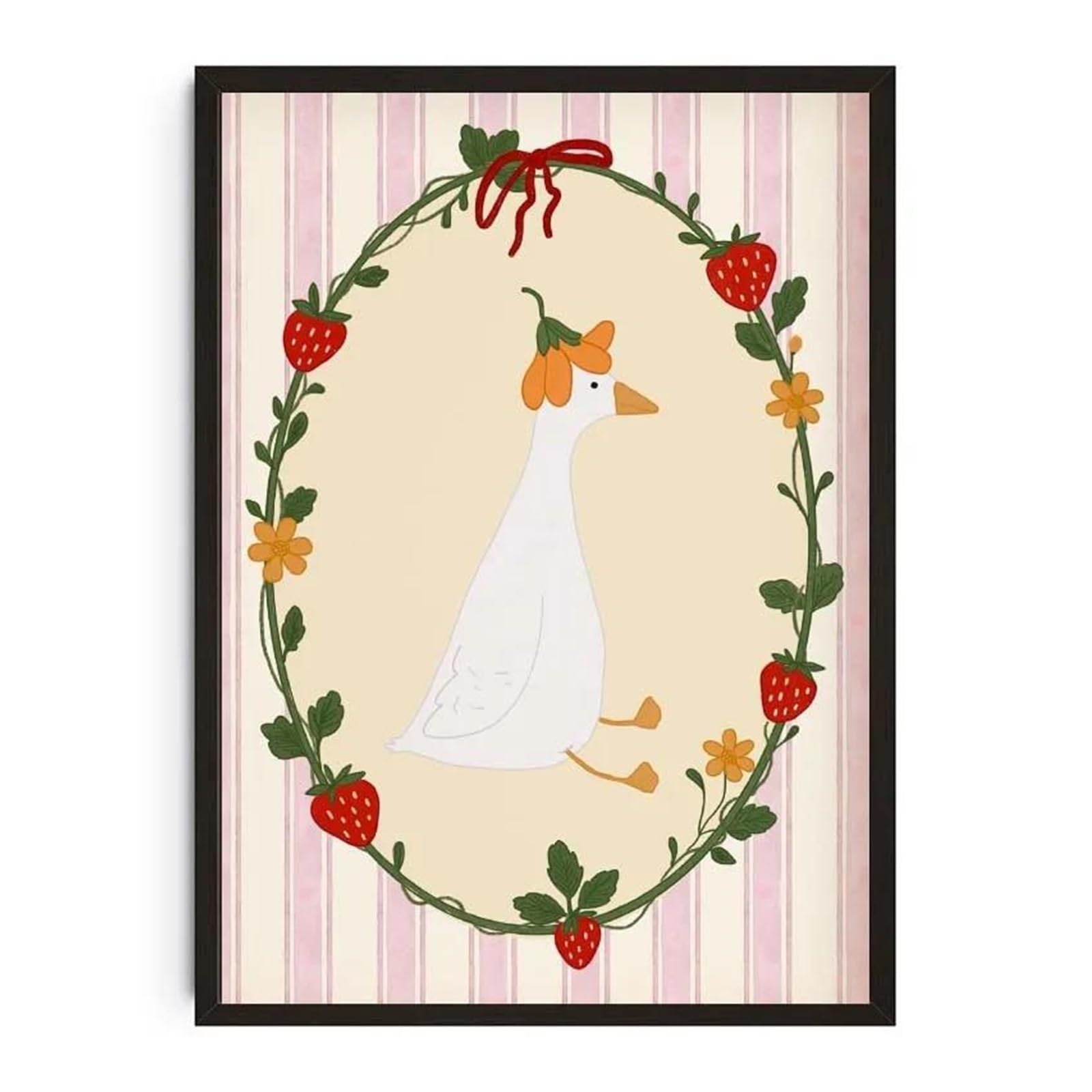 XENITE Wall Art Canvas Prints Animals Poster Prints Nordic Floral Bunnies Nursery Cool Bear Goose Wall Art Whimsical Rabbit Canvas Painting For Kids Room Playroom Decor(V,20x30cm)