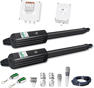TOPENS PW502 Dual Swing Gate Opener Medium Duty Automatic Gate Motor for Double Swing Gates Up to 16ft per Arm, Electric Driveway Gate Operator AC Powered with Remote Control Kit Solar Compatible