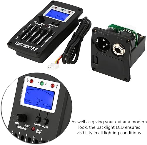 Miniatura 5 de Tbest Preamplificador de guitarra, ecualizador de preamplificador de guitarra, sintonizador digital F 5T 5 bandas, pastilla de sintonizador digital,