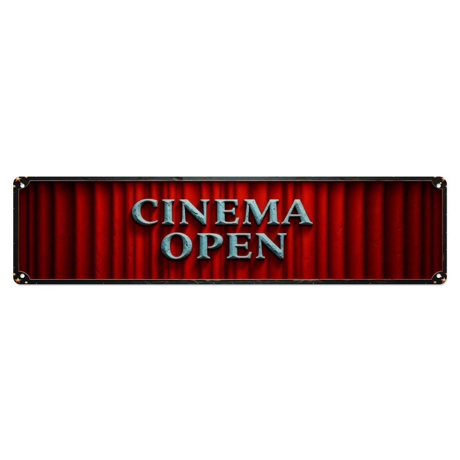 Cinema Open Red Curtain Pattern Metal Tin Sign Plaque