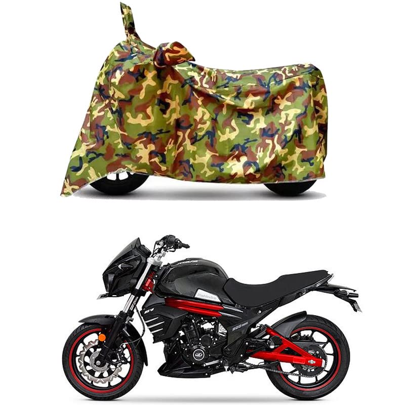 Image of Waterproof 100% PVC Coated Bike Scooty Two Wheeler Body Cover Compatible for Mahindra Mojo 300 BS6 /UV-Rays /Heat Protection /Birds Dropping /Scratchproof /Dust Proof [6X6 Jungle Print]